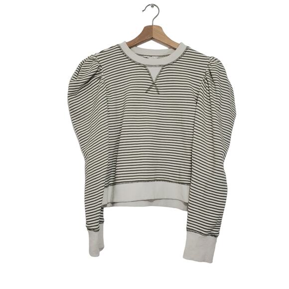 by the river Tops - By the River | Puff Pleated Shoulder Striped Sweatshirt Regencycore